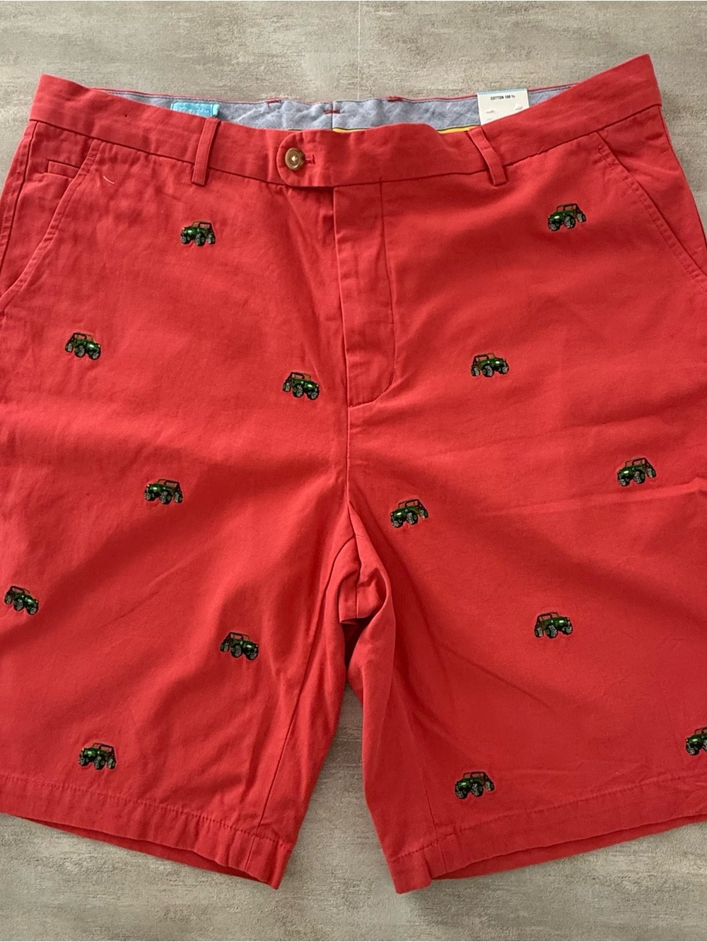 J McLaughlin Jeep Embroidered Shorts Mens 38 NWT Red Chino Golf Jeep Wrangler